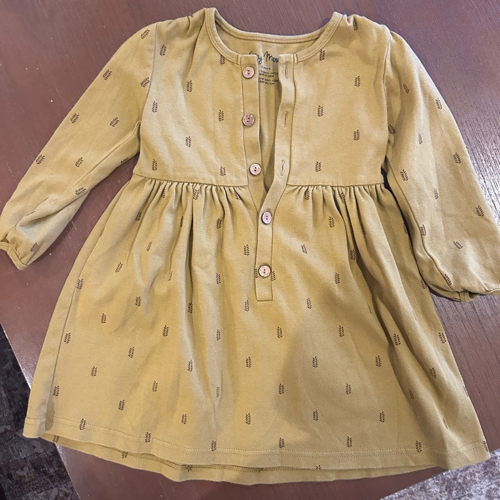 Charming Olive Kids Dress with Button Detail
